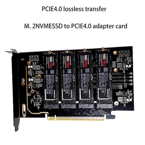 PCIe X16 till M.2 NVME Kort 4-Port Controller Utbyggnadskort PCIe Adapterkort