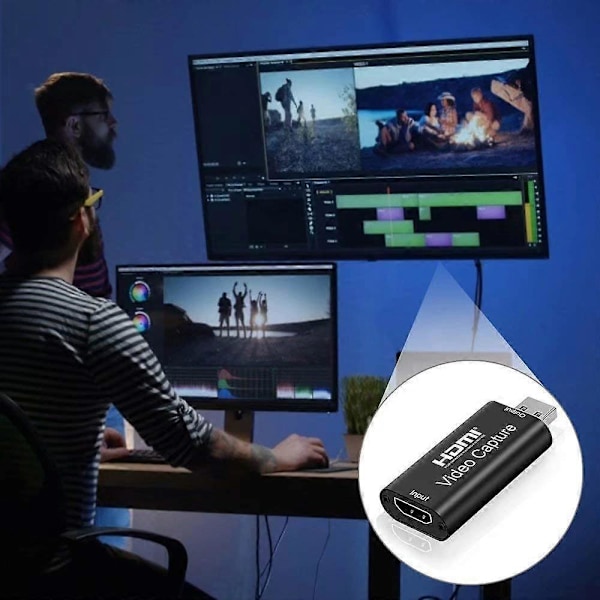 Audio Video Capture Cards, 1080p HDMI til USB Adapter, Bærbar Plug & Play Capture Card