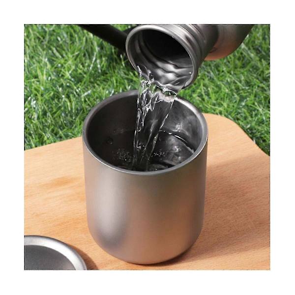 450 ml Dubbelväggig Titan Vattenkopp Kaffe Te Mugg för Hem Kontor Utomhus Camping Vandring Picknick W