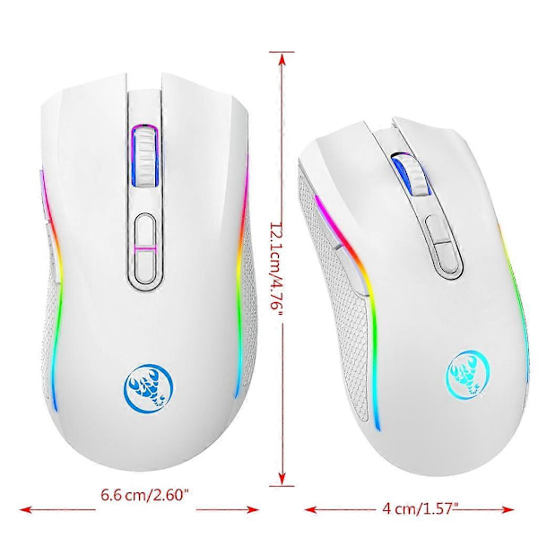2,4G Gaming Mus 4800DPI USB Trådløs Optisk Computermus med RGB Baggrundsbelysning
