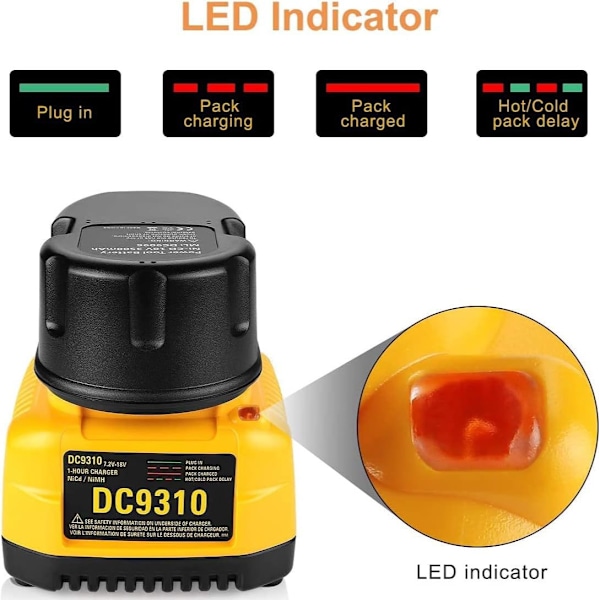 DC9310 Erstatningslader for Dewalt NiCd og NiMH batterier 7.2v-18v DC9096 Dc9098 Dc9099 Dc9091 Dc9071 De9057 Dw9096