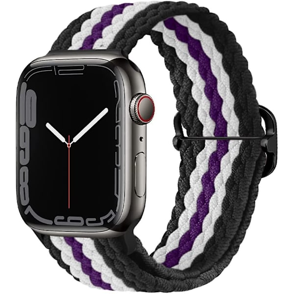 Joustava Solo Loop -hihna yhteensopiva Apple Watch -kellonauhan kanssa 45 mm 44 mm 42 mm, säädettävä elastinen nylonpunottu urheiluranneke iWatch Series 7 6 5 4