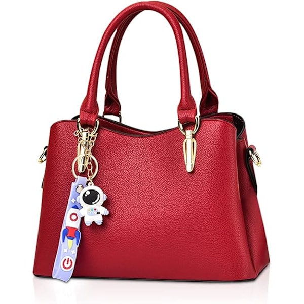 Dame Håndtasker Mode Top Håndtag Tasker Små Skuldertasker 3 Rum Håndtasker PU Læder Crossbody Tasker med Sødt Vedhæng