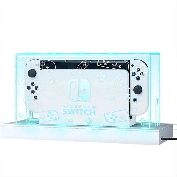 Klar beskyttende etui støvdisplayboksdeksel for Ns Switch/oled, med lysende base, Switch akryl vertsdeksel