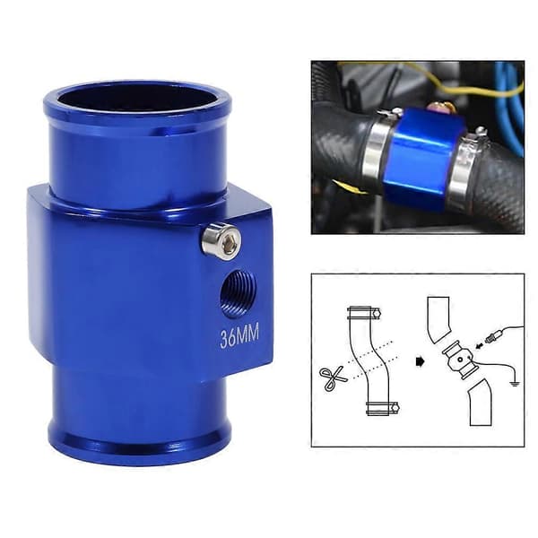 36mm Blå Vandtemperaturforbindelsesrør Temp Sensor Måler Radiator Slange Adapter