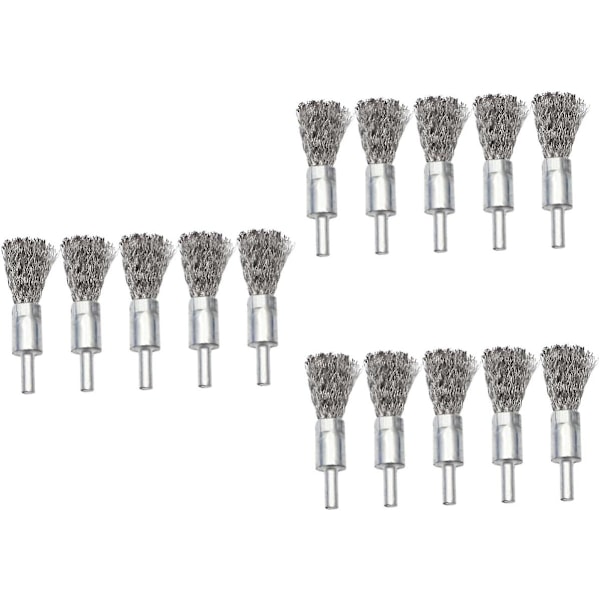 WJ 15pcs Accessory Test Tube Brush Stainless Steel Wire Brush Handheld Electric Drill Brush Head Silk Brush Polishing Head