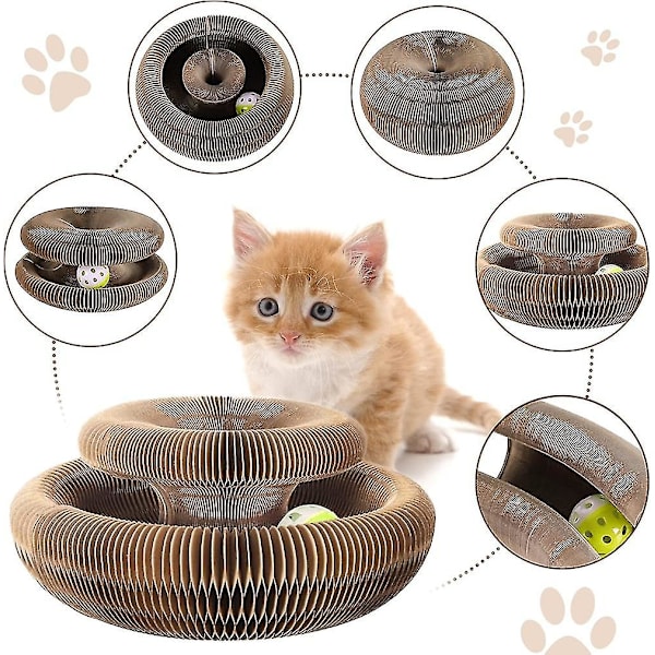 Kattklösbräda med leksak - Interaktiv katt leksak, Katt Slipande Klösbräda, Vikbar