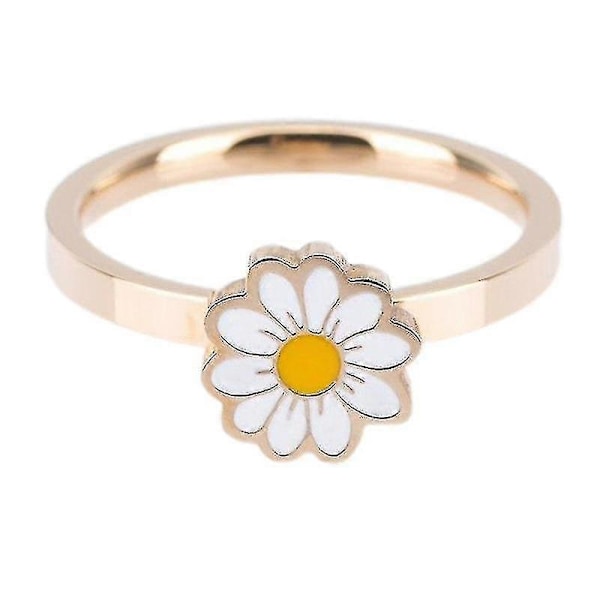 Daisy Flower Meditation Ring Relief Anxiety Stress Revolvable Band Ring Gift