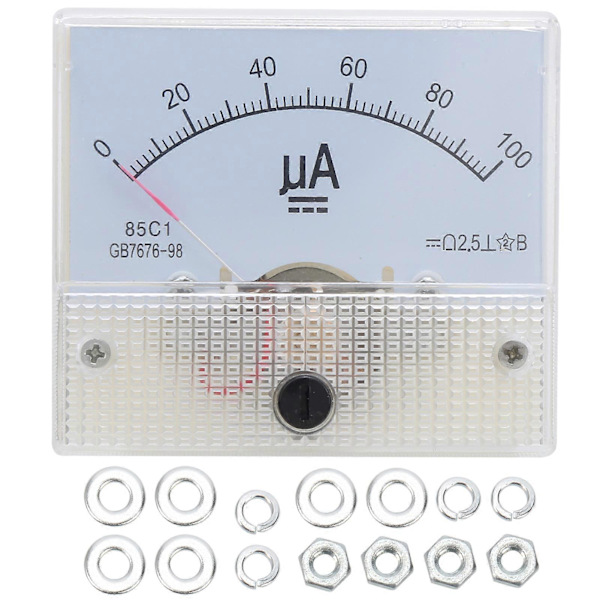 Analog Strömgivare för 85C1 DC 0~100UA, Peka Typ, Panelmätare, Mätinstrument