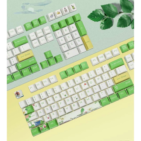 Lotus Leaves Water Lily Pool 108 näppäintä OEM-profiililla PBT-näppäimet DYE-sublimointi Cherry MX -kytkimille mekaaniseen näppäimistöön