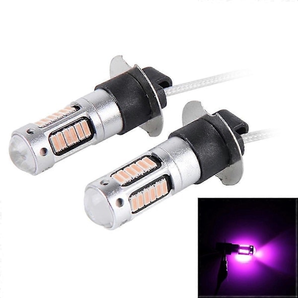 2 stk. H3 10W 30 SMD-4014 LED Bil Tågelygte, DC 12V Pink Pink