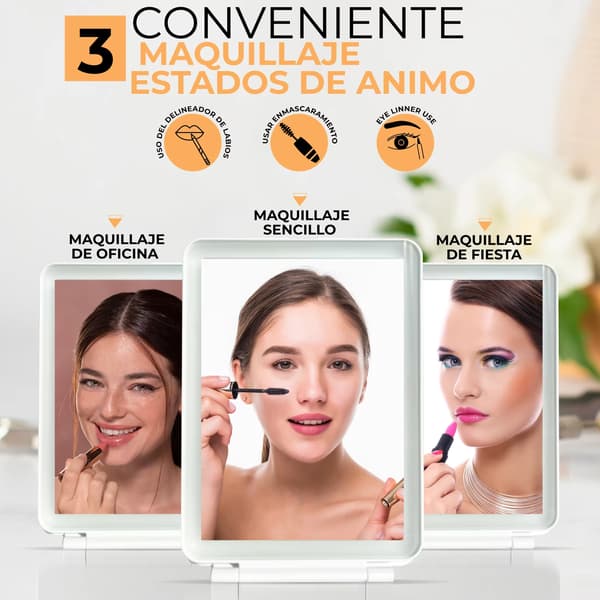 Bærbar Makeup-Spejl med Justerbart Lys - Kompakt Genopladeligt Design