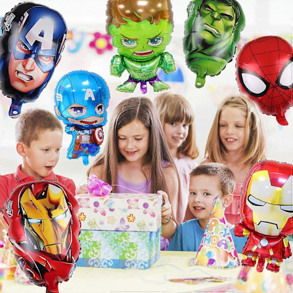 7 stk Superhelte Balloner ZHULIA-Avengers Superhelt Tema Folieballoner til Børnefødselsdagsfest Tilbehør Dekoration, Perfekt Fest