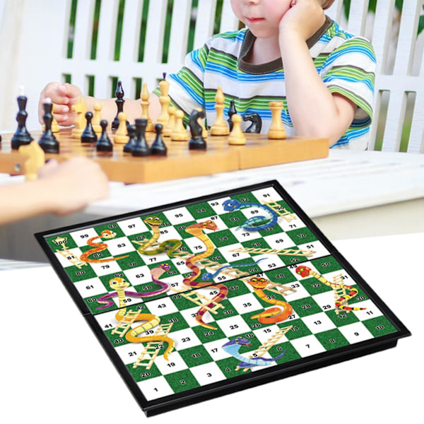 1 Set Slang & Stege Spel Klar Mönster Ljusa Färger Vikbart Skolstudent Skrivbords Vikbart Schackbräde Spel för Present