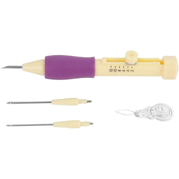 Punch-nål Broderi Set Broderi Nål Punch Med 3 Storlekar Nål Penna Kit Verktyg För Diy Hantverk För Diy Trådare Sömnad Stickning För Mor (Gul