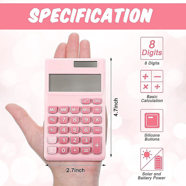 Basic Standard Kalkulator Mini Digital Skrivebords Kalkulator med 8-sifret LCD-skjerm, Batteri Solenergi Smart Kalkulator