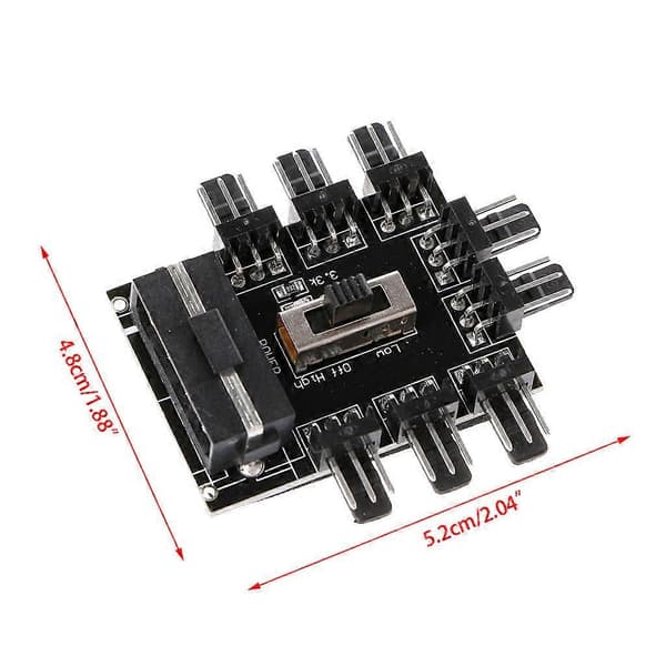 IDE Molex 1 til 8 Splitter 3-pins 12V Strømkabel for PC-vifte Sokkel Hub PCB Adapter