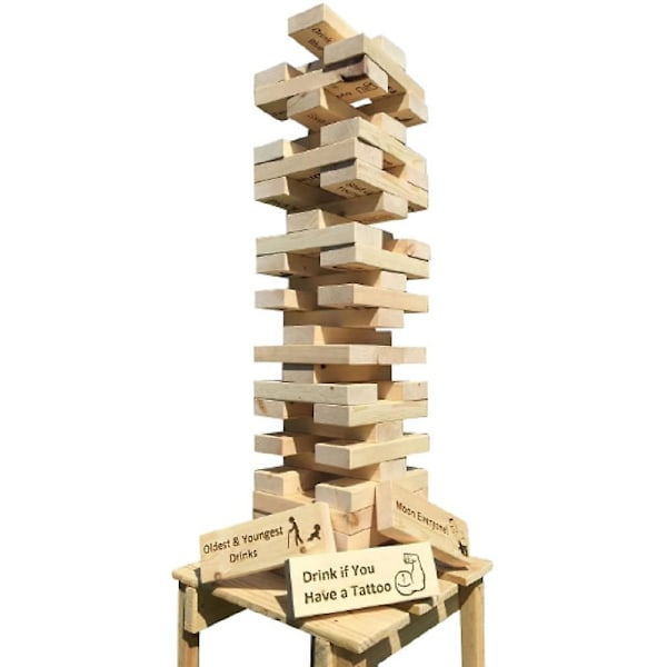 Juomaleikki, Tumbling Tower -palikat kysymyksillä, 48 kpl kysymyksiä, hauskoja juomaleikkejä aikuisille juhliin