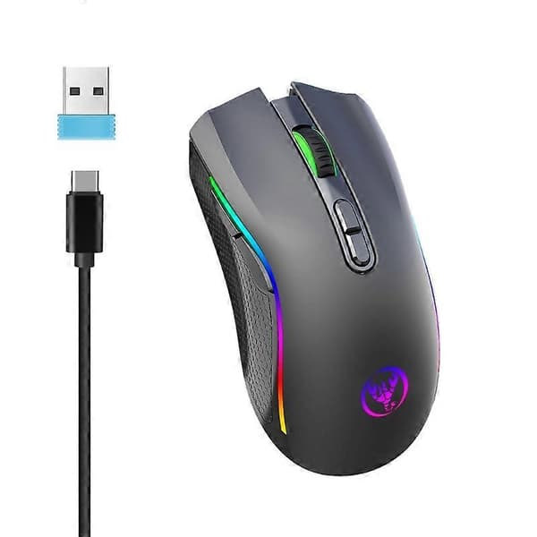 2,4G Spelmus 4800DPI USB Trådlös Optisk Datormus med RGB-Bakgrundsbelysning