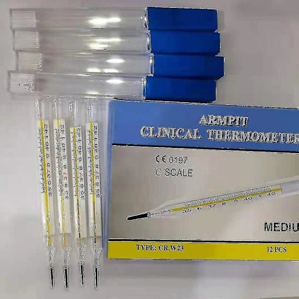 Voksen termometer, oral termometer i glas, til måling af kropstemperatur mellem 35-42 grader Celsius