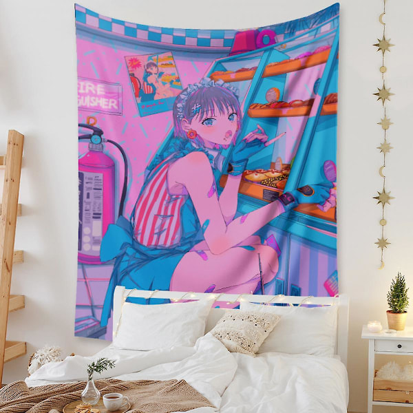Wekity Anime Tapestry Æstetisk Kunst Hjem Baggrundstof Dekoration Gave Boho Tapestry til Stue Soveværelse Dekoration (614-14, 71 X 91 tommer)