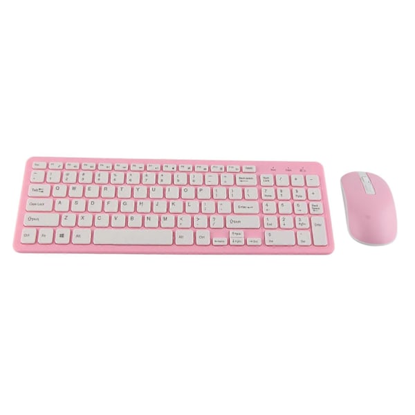 96 Tasters Trådløst Tastatur Mus Combo 10 Meter Transmission Fade Resistant Tastatur Mus Combo med Anti-Slip Matte Pink