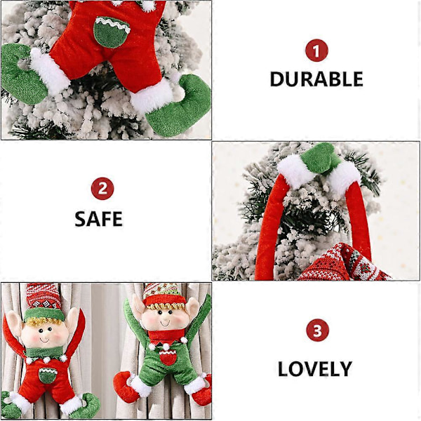 2 st julgranspynt Tomtar Dörrknopp Hängande Gardin Hållare Krokar Fönster Gardin Hållare Gardin Hugger