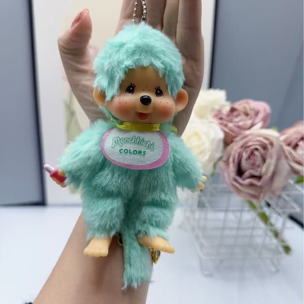 Plys legetøjsdukke nøglering Monchhichi macaron stående stilling Green