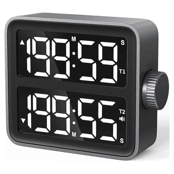 LED Digital Timer med to kanaler, nedtelling, stoppeklokke, kjøkken-timer, elektronisk, magnetisk