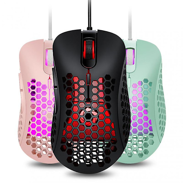 Chicken Hole In The Mouse Rosa Mikrobryter Bærbar E-sport Spill Multifarget Rgb Datatilbehør Hul Mus Grønn