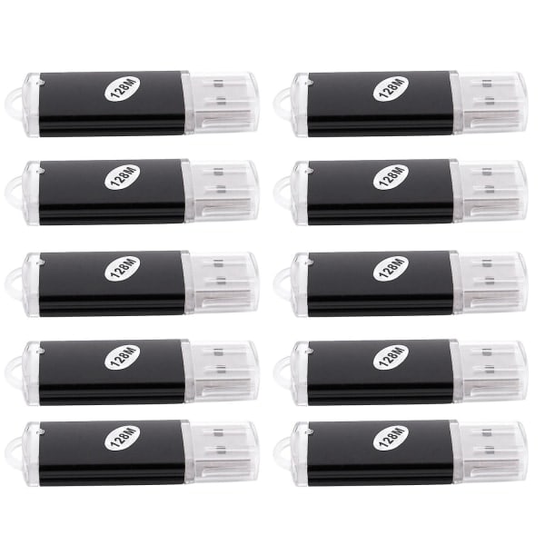 10 x USB 2.0 Muistitikku 128MB Lahja Musta