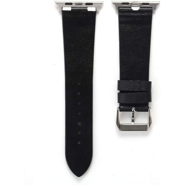 Naisten ja tyttöjen söpö pikkupilkkukuvioinen nahkainen ranneke Apple Watch -kelloille Series 6/se/5/4 44 mm ja Series 3/2/1 42 mm - Valkoinen mustalla, 42/44 mm