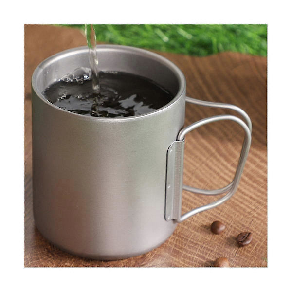 450 ml Dobbeltvægget Titanium Vandkop Kaffe Te Kops til Hjem Udendørs Camping Vandreture Rygsækrejser