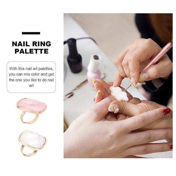 2 Pak Resin Neglekunst Ring Palette Skal Sky Finger Ring Plade Blandingspalette