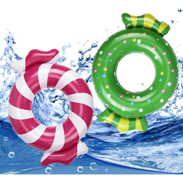 Uppblåsbara Godisbadringar, 2-pack Uppblåsbara Sommarpool Float Tubes Pool Floaties För Barn, Badring För Sommar Utomhus Vattenfest Sjö Strand