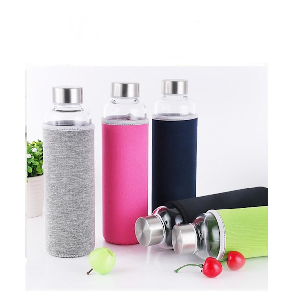 Karaff 360 ml med Sleeve och Rostfritt Stål Lock - Läckagesäker, Återanvändbar, Perfekt för Resor och Förvaring av Drycker, Juice, Smoothie, Kombucha, Kefir