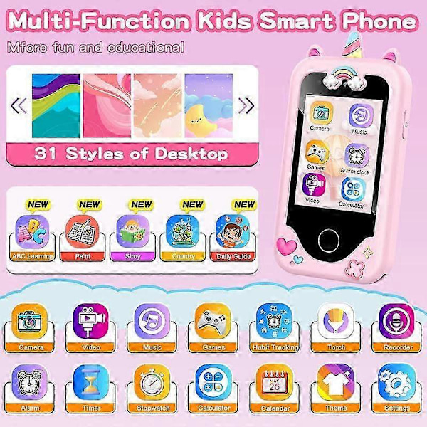 Barnens Smarttelefon Leksaker för Flickor och Pojkar 3-8 År, Småbarns Lärleksak Soft Pink
