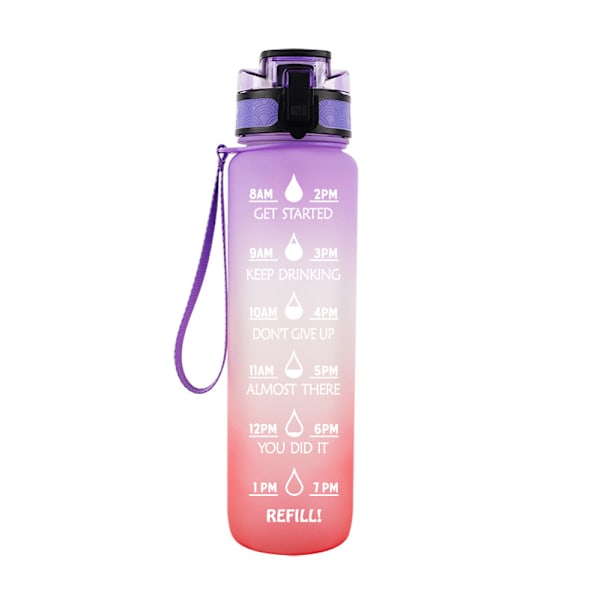 1000ML Tritan sport- och fitnessplastvattenkopp frostad med dubbla handtag läckagesäker vattenflaska Släpp rymdkoppen