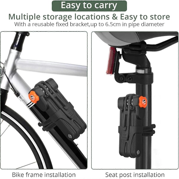 Foldbar Cykel Lås, El-Scooter, Saks-Sikker Cykel Lås, 4-Cifret Kode Hængeslås, 8-Sektions Foldbar, 8 Ekstremt Hærdede Stålled
