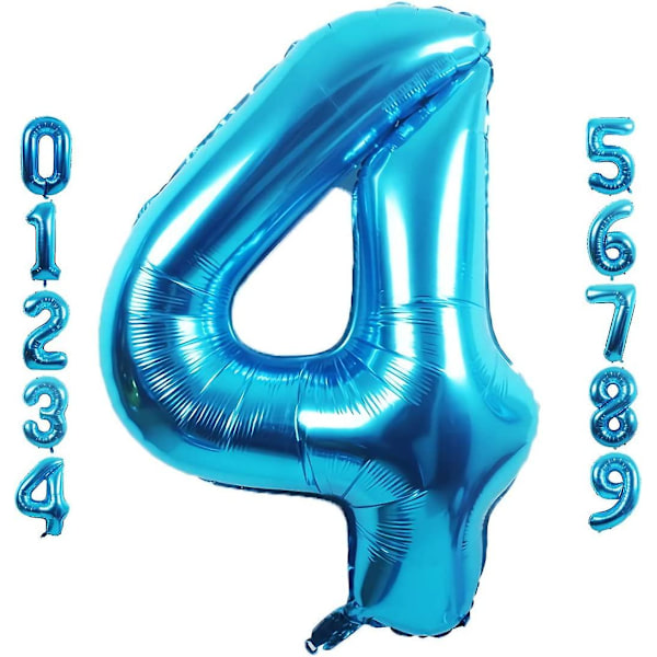 40 Tommer Blå Nummer 4 Ballon, Stor Størrelse Digit Folie Mylar Helium Balloner Til Fødselsdagsfest Fejring Dekoration Bryllup Jubilæum Babyshower Sup