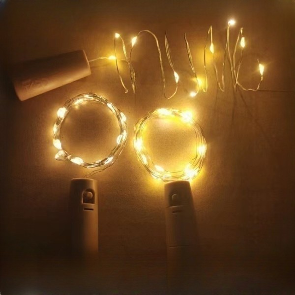 12 stk. flaskelys, vinflaske korklys, 2m 20 LED lys
