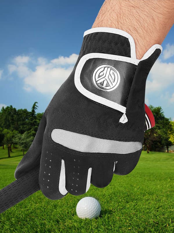 Herregolfhandsker, enkeltstykke, lavet af mikrofiberstof, komfortable, åndbare, holdbare og vaskbare. black