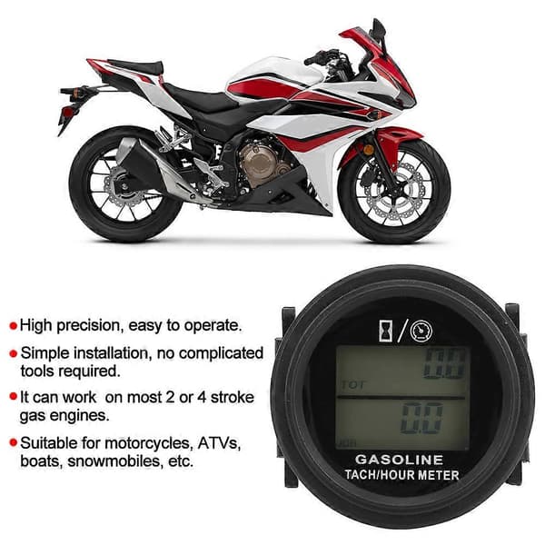 2/4-takts Benzinmotor Tacho LCD Baggrundsbelyst Display Tilbehør til Motorcykel ATV Snemobile