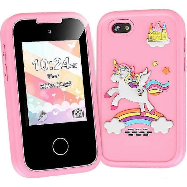 Barnens Smarttelefon Leksaker för Flickor och Pojkar 3-8 År, Småbarns Lärleksak Pink