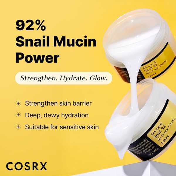 COSRX Advanced Snail 92 Multi-Effect Ansiktskräm, Anti-Aging, Daglig Lugnande och Återfuktande Kräm, 100g