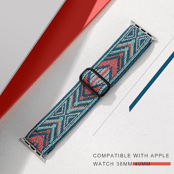 Aveki Venyvät Silmukkahihnat Yhteensopivat Apple Watch -hihnan kanssa 45 mm 44 mm 42 mm 38 mm 40 mm 41 mm Naisille Miehille, Säädettävä Urheilullinen Elastinen Nylon Vaihto Ranneke F