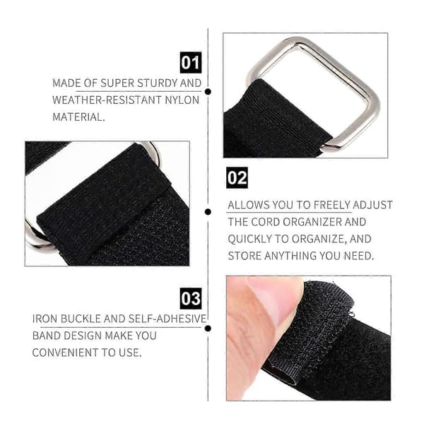 5 stk. Spennede Nylon-stropper for bundling, oppbevaring og emballasje
