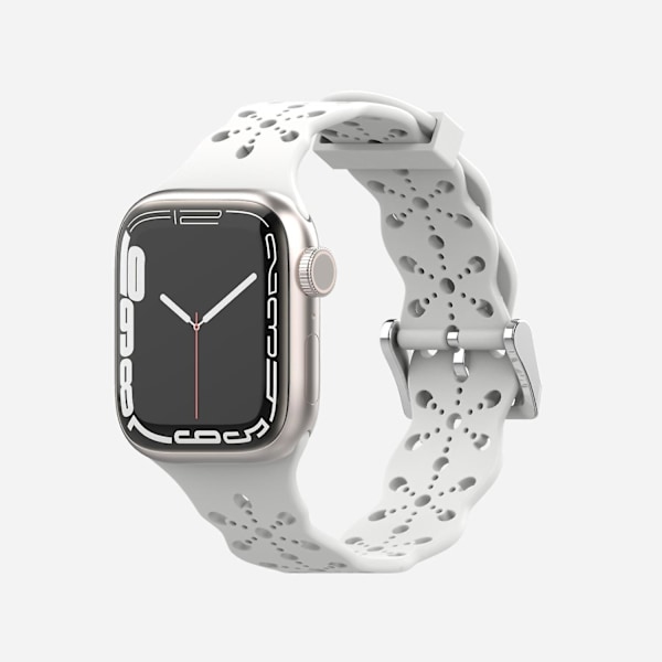 Urrem til Apple iWatch 6/5/4/3/2/1 Generation SE Hullet Blonder Solid Silikonrem --- Hvid 38/40/41MM