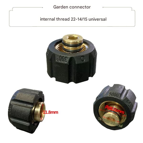 Haveslangetilslutning, indvendigt gevind, 3/4\" højtryksrenser tilbehør, M22-14 adapter, forlænget kobberforbindelse.