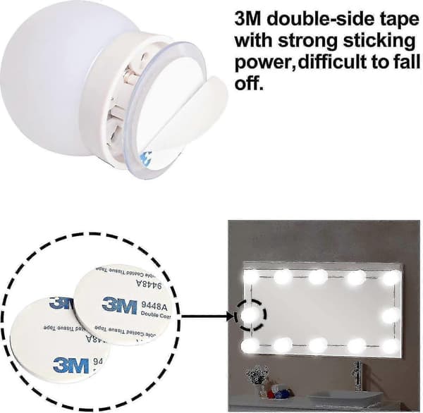 Led Makeup Lys Kit - Hvid Dæmpbar 10 Lys